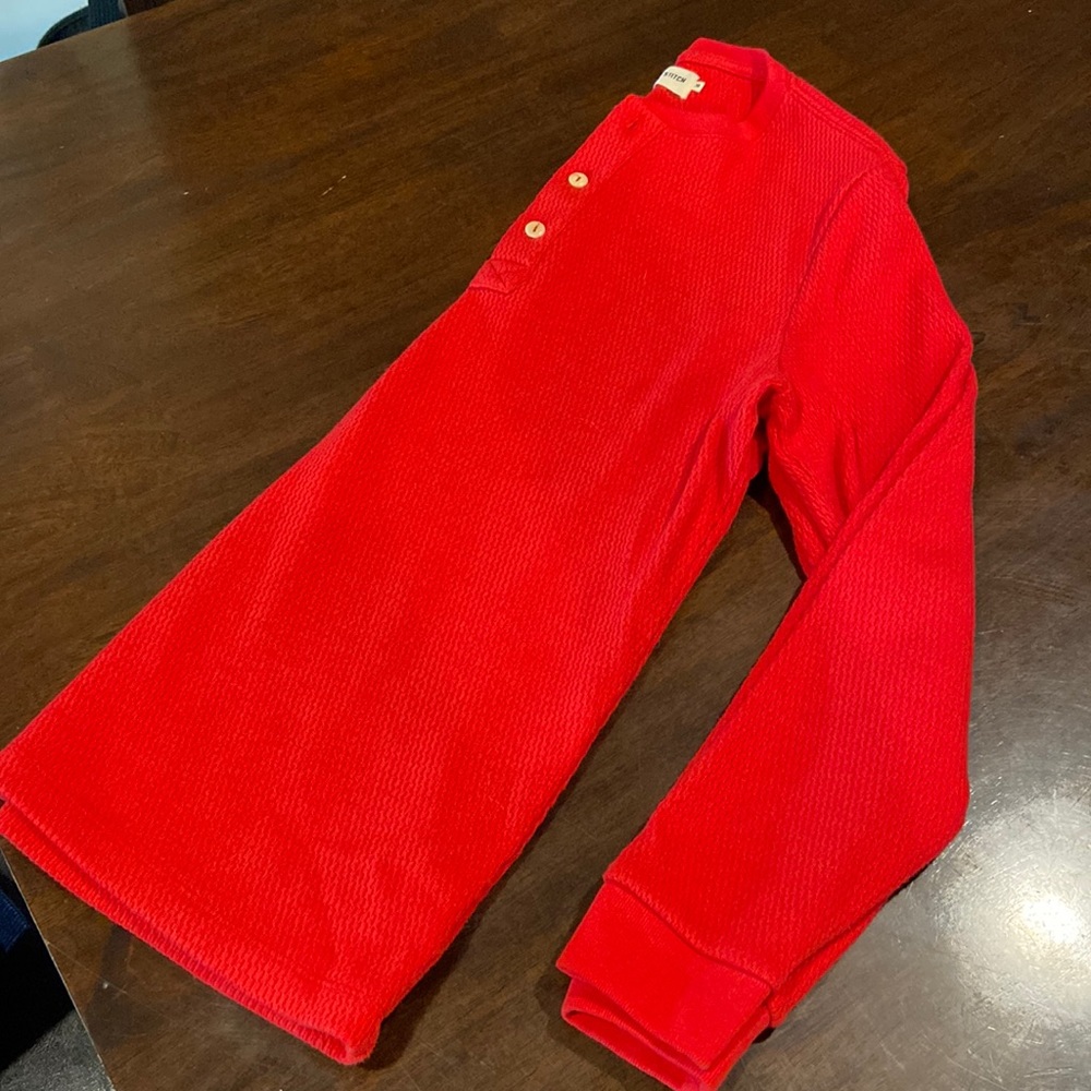 Taylor Stitch Red Waffle Henley Shirt